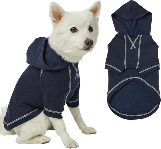 Blueberry Pet Essentials Dog Hoodie – 18 inch, Cotton‑Blend Sweatshirt with Hood, Midnight Blue, Machine‑Washable Small‑Dog Jersey