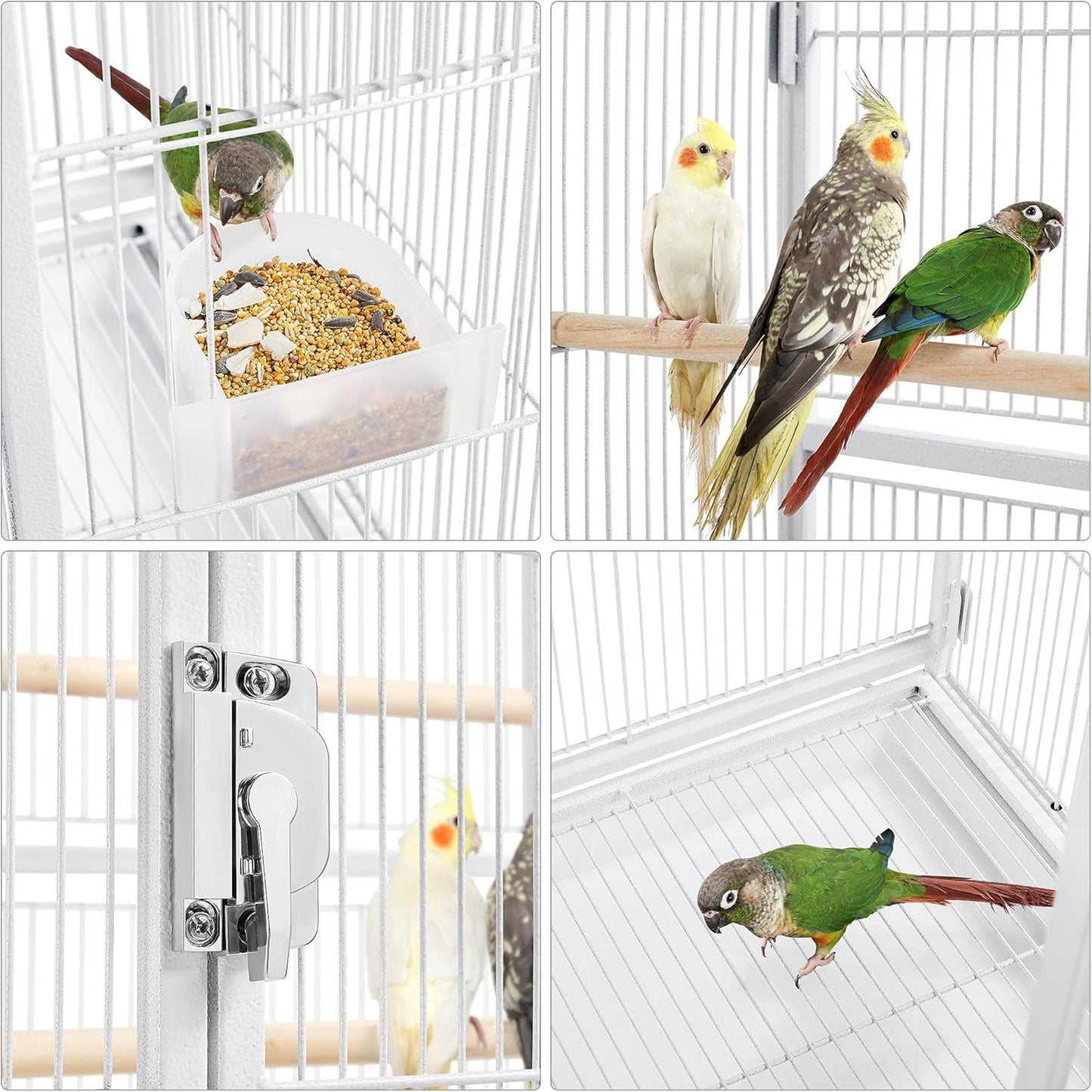 Yaheetech 54" Large Flight Bird Cage for Parrots Macaw Cockatiels Sun Parakeets Lovebird Green Cheek Conures African Grey Small Quaker Amazon Parrots with Rolling Stand, White