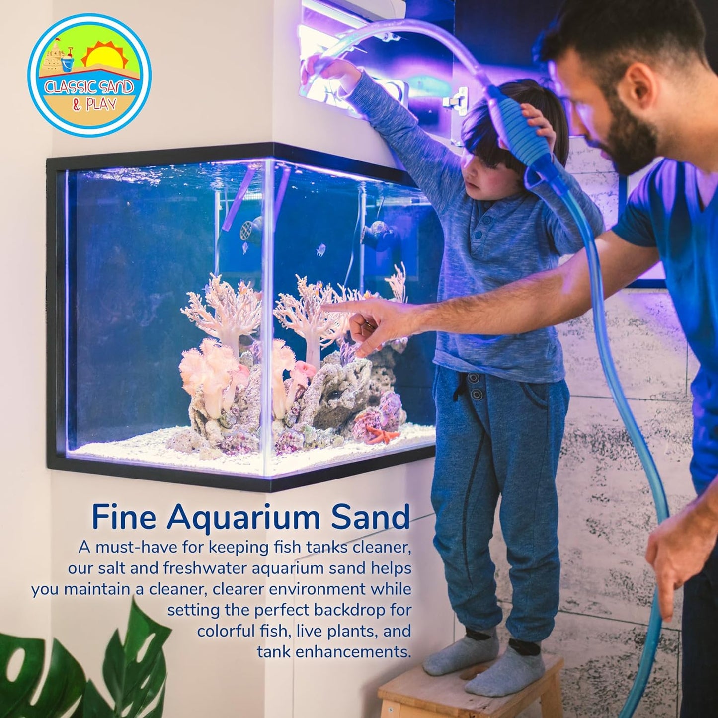 CLASSIC SAND & PLAY Natural Aquarium Sand for Freshwater and Saltwater Tanks, 20 lb. Bag, Improves Filter Life and Filtration Process, Pre-Washed Fine Sand, Red