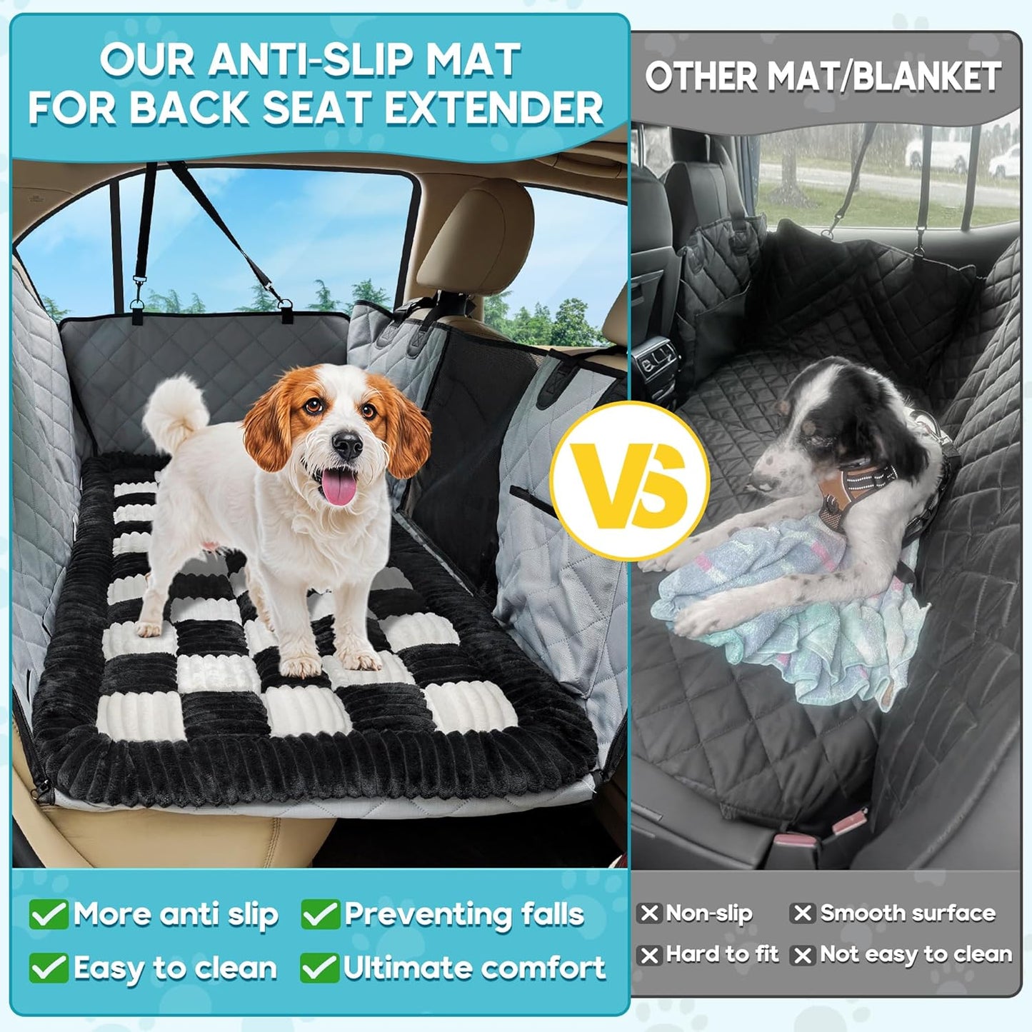 Dog Car Bed Mat, Non-Slip Backseat Extender Pet Blanket, Plaid Dog Bed for Trucks, Sedans & Large SUVs, Chew-Resistant Travel Pad for Dogs, Easy Clean & Scratch-Proof & Comfort (56"x28.7")