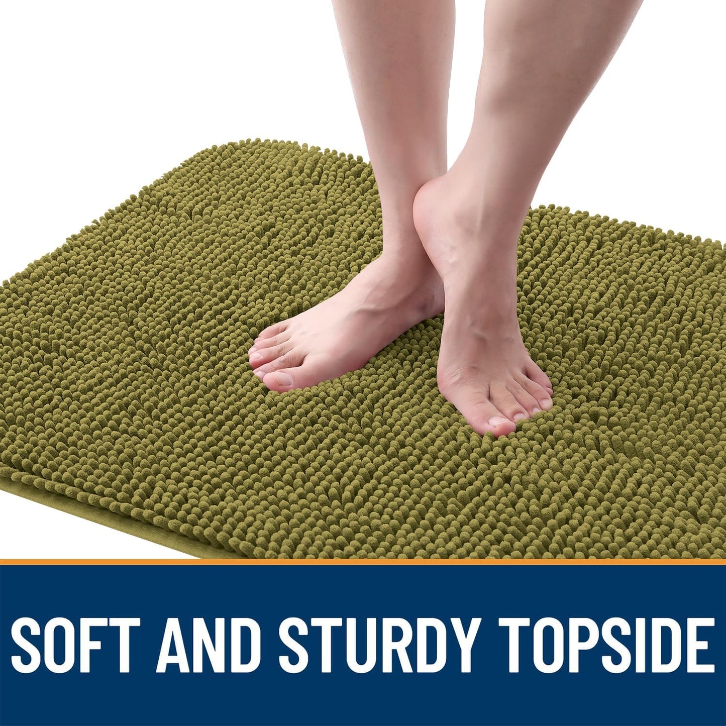 OLANLY Dog Door Mat for Muddy Paws 24x16, Absorbs Moisture and Dirt, Absorbent Non-Slip Washable Doormat, Quick Dry Chenille Mud Mat, Entry Indoor Entryway Carpet for Inside Floor, Willow Green