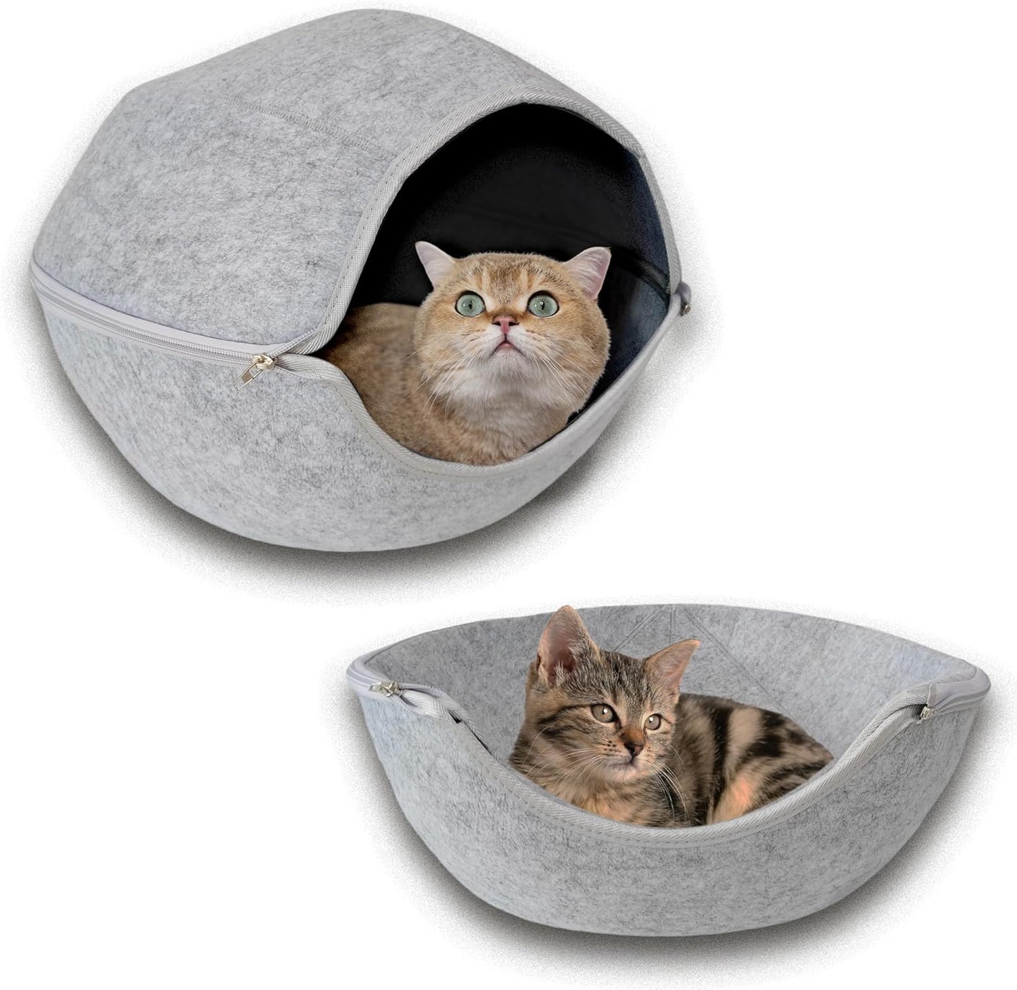 Donut Cat Tunnel Bed Peekaboo Cat Cave for Large Cats Up to 30 Lbs, Kitty Interactive Playing Tent House for Multiple Cats,Detachable,Scratch Resistant (2 in 1 Gray, Medium - 20 Inch Diameter)