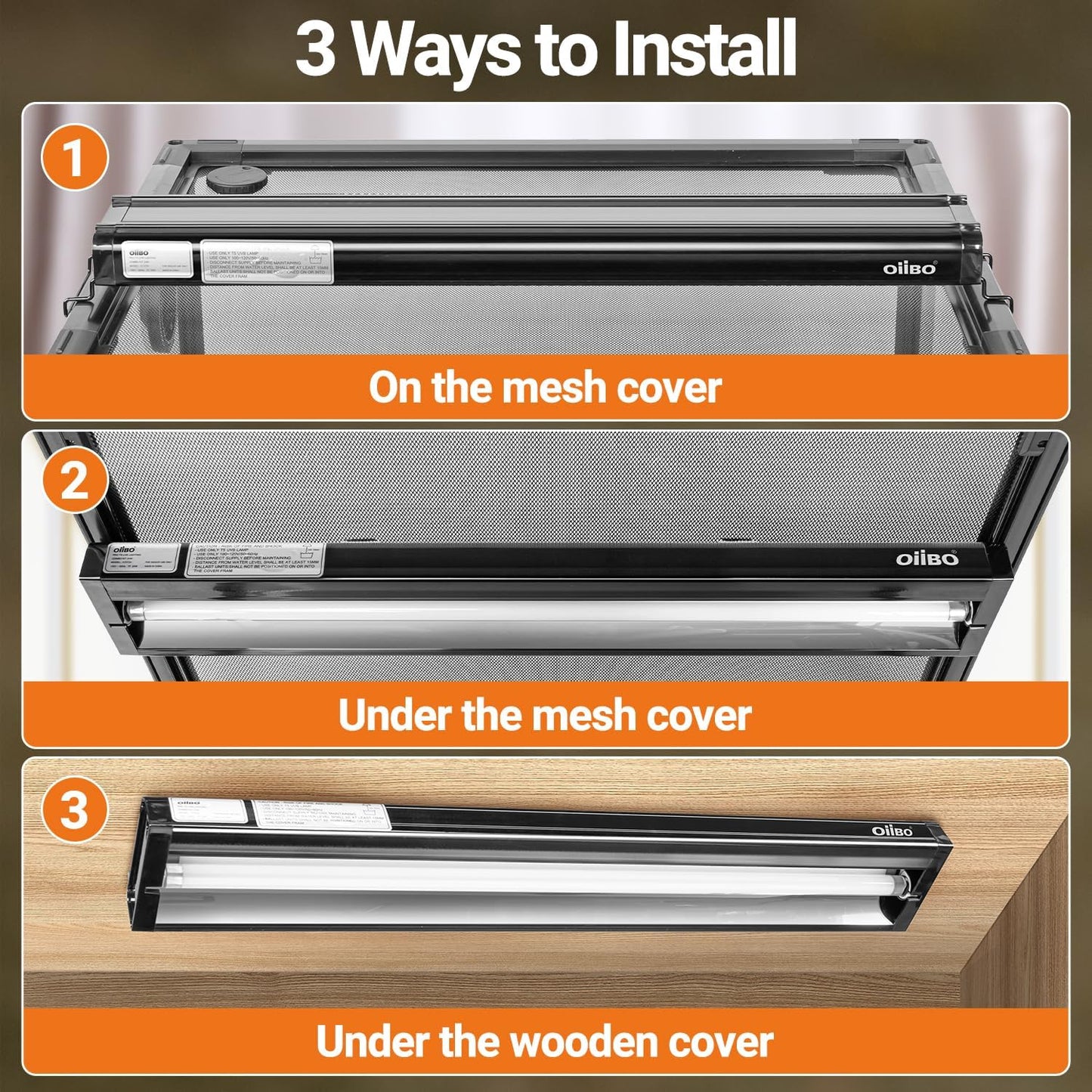 Oiibo T5 HO Reptile Light Fixture UVB Lighting Combo Kit, Reptiles Terrarium Lamp Hood Light Fixture Include UVB 10.0 Desert Reptile Light for Bearded Dragon Gecko Lizard (24W)