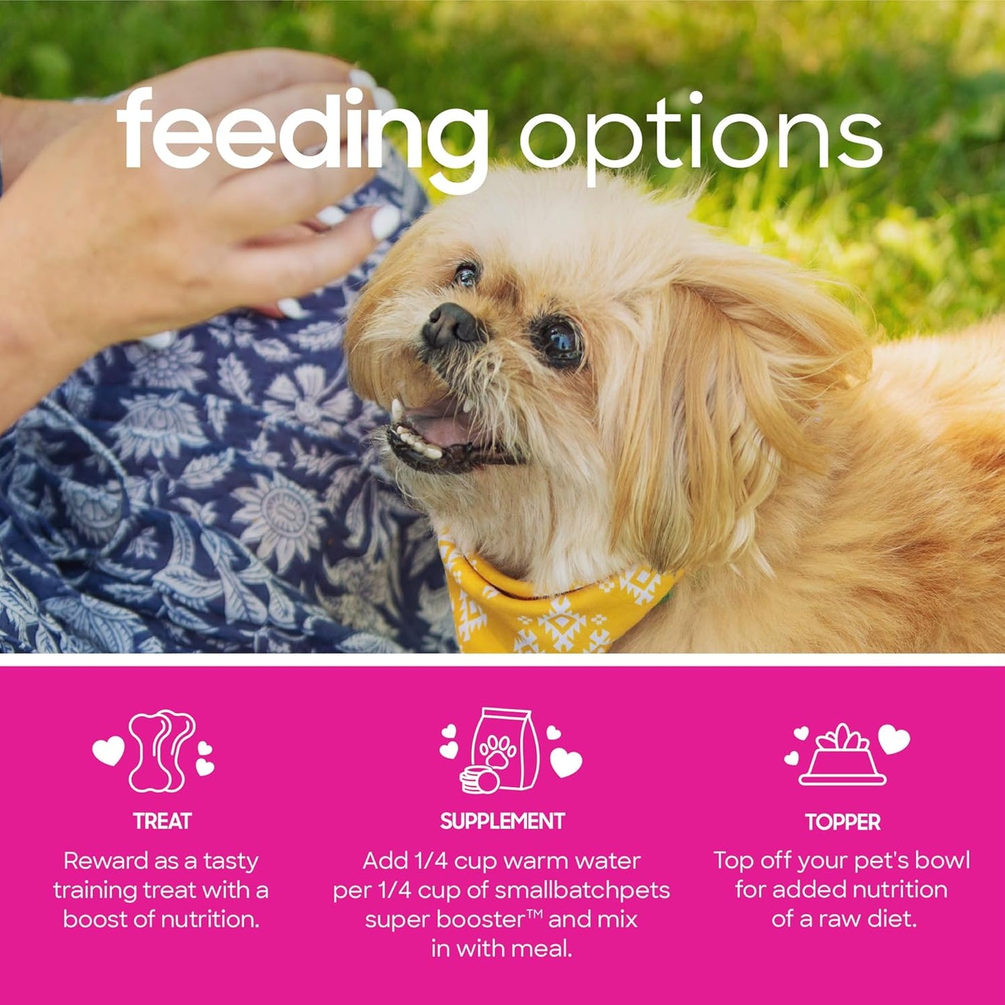 Smallbatch Freeze Dried Dog Treats, Superfood Food Topper Rabbit Bites for Dogs & Cats, Probiotics, Organic Ingredients, High Protein, Grain Free Healthy Treat & Food Topper, Made in the USA, 7 oz Bag