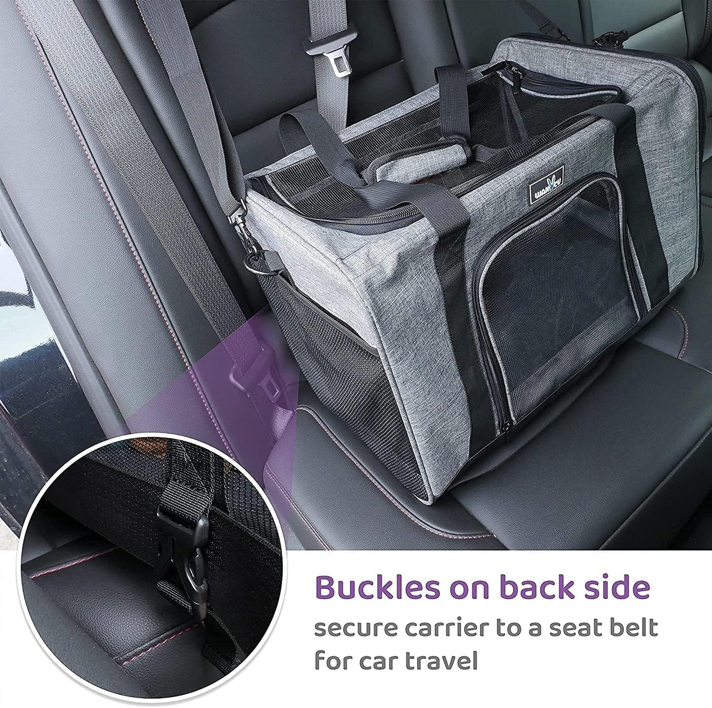 Pet Carrier for Medium Large Cats and Dogs, Dog Carrier Travel Bag with Adequate Ventilation, 5 Mesh Windows, 3 Entrance, Locking Safety Zippers, Padded Shoulder and Carrying Strap, Large