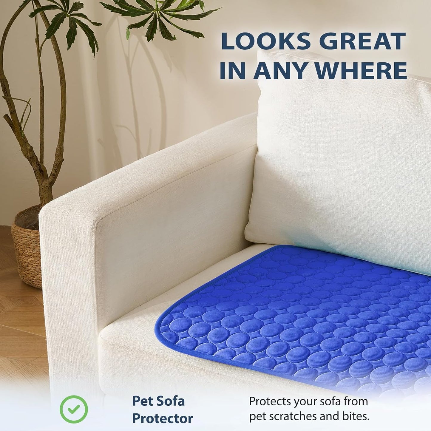 MICROCOSMOS Summer Cooling Mat & Sleeping Pad- Water Absorption Top, Materials Safe, Easy Carry, EZ Clean. Keep Cooling for Pets, Kids and Adults.(Dark Blue, 19" x 15")