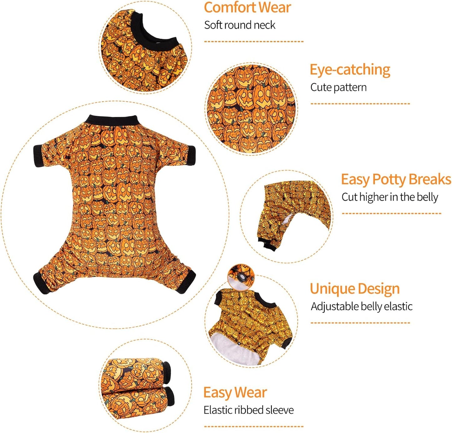 CuteBone Dog Halloween Pajamas Puppy Onesies Small Dogs Soft Pjs Coat Cat Apparel Comfy Pet Christmas Clothes Outfit Doggie Bodysuit P301M