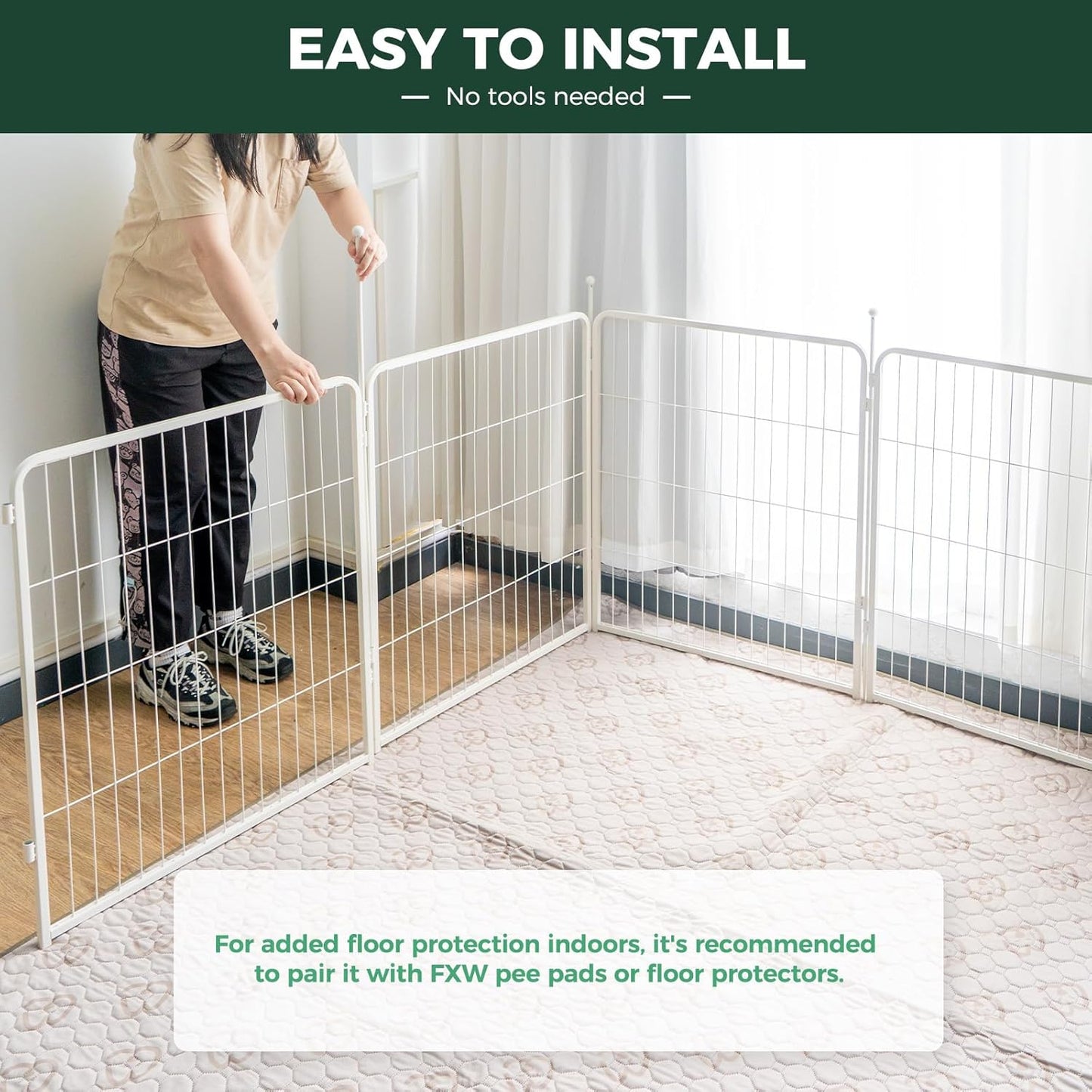 FXW Rollick Unleashed Dog Playpen for Indoor, Yard, RV Camping, 24 inch 8 Panels for Small and Puppy Dogs, White│Patented