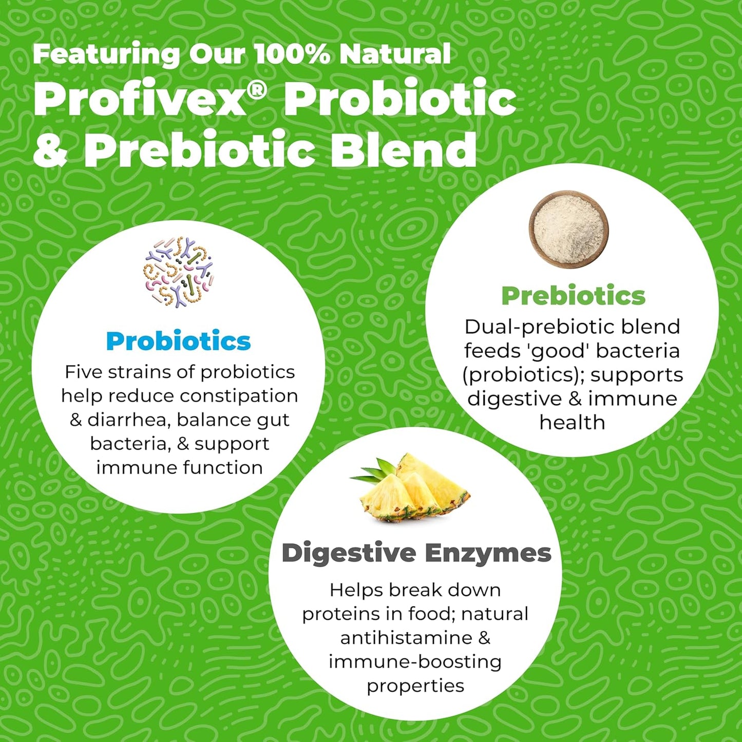 Vetnique Glandex Daily Probiotics for Dogs with Prebiotics to Support Gut Health with Fiber and Digestive Enzymes, Probiotic Chews or Powders (30ct Chews, Bacon Chews)