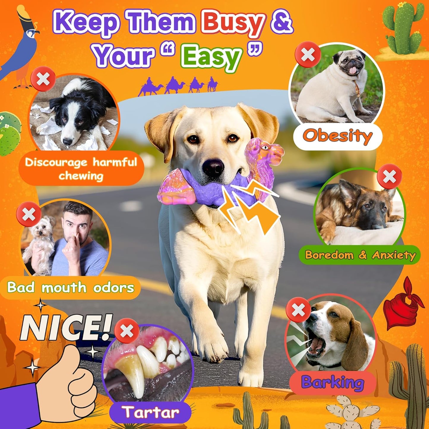 Tough Dog Chew Toys for Aggressive Chewers, Squeaky Indestructible Dog Toy To Keep Them Busy, Interactive Large Chew Toy for Dogs Medium Small, Durable,Reduce Boredom,Puppy Teeth Cleaning Milk Flavor