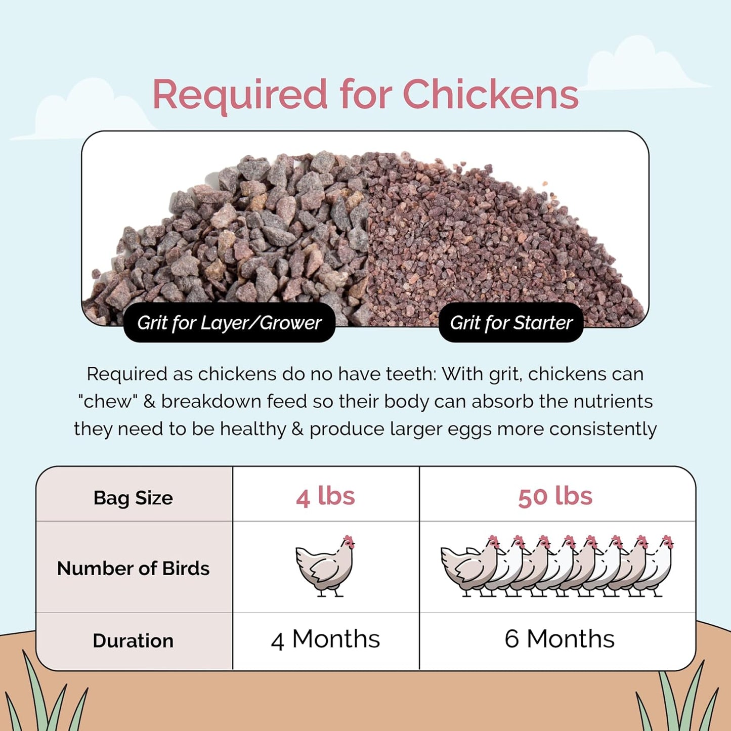 Chick Grit for Baby Chicks - Chickens Age 0-8 Weeks, 100% Natural Mineral Chick Grit Quartzite, Poultry Grit Digestive Aid, USA Mined, 50 lb