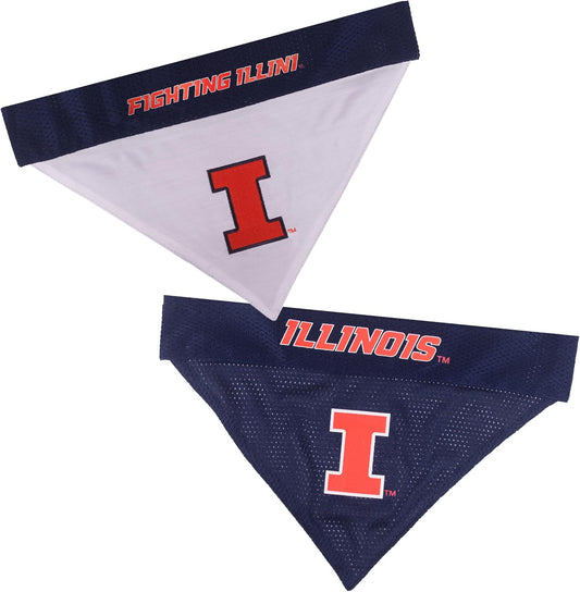 Pets First Collegiate Pet Accessories, Reversible Bandana, Illinois Fighting Illini, Small/Medium