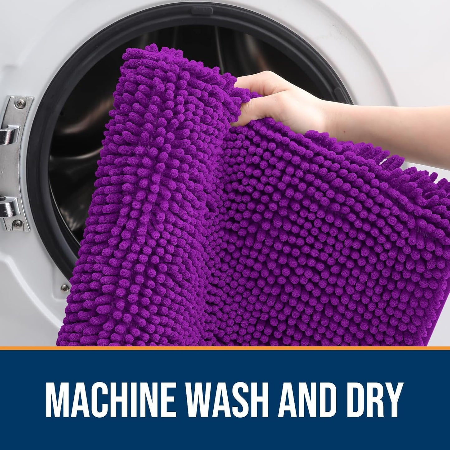 OLANLY Dog Door Mat for Muddy Paws 47x20, Absorbs Moisture and Dirt, Absorbent Non-Slip Washable Doormat, Quick Dry Chenille Mud Mat for Dogs, Entry Indoor Entryway Carpet for Inside Floor, Purple