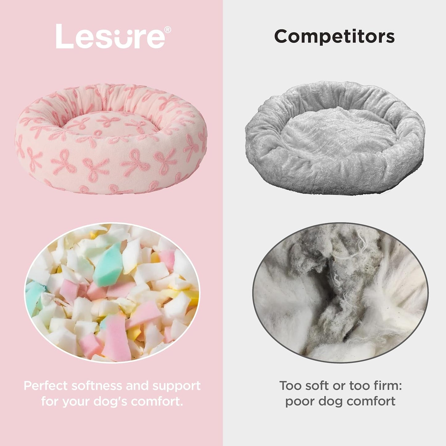 LE SURE Donut Medium Dog Bed - Round Cat Beds for Indoor Cats Calming Pet Beds, Cute Modern Beds with Jacquard Shaggy Plush & Anti Slip Bottom, 30 Inch, Pink Taffy