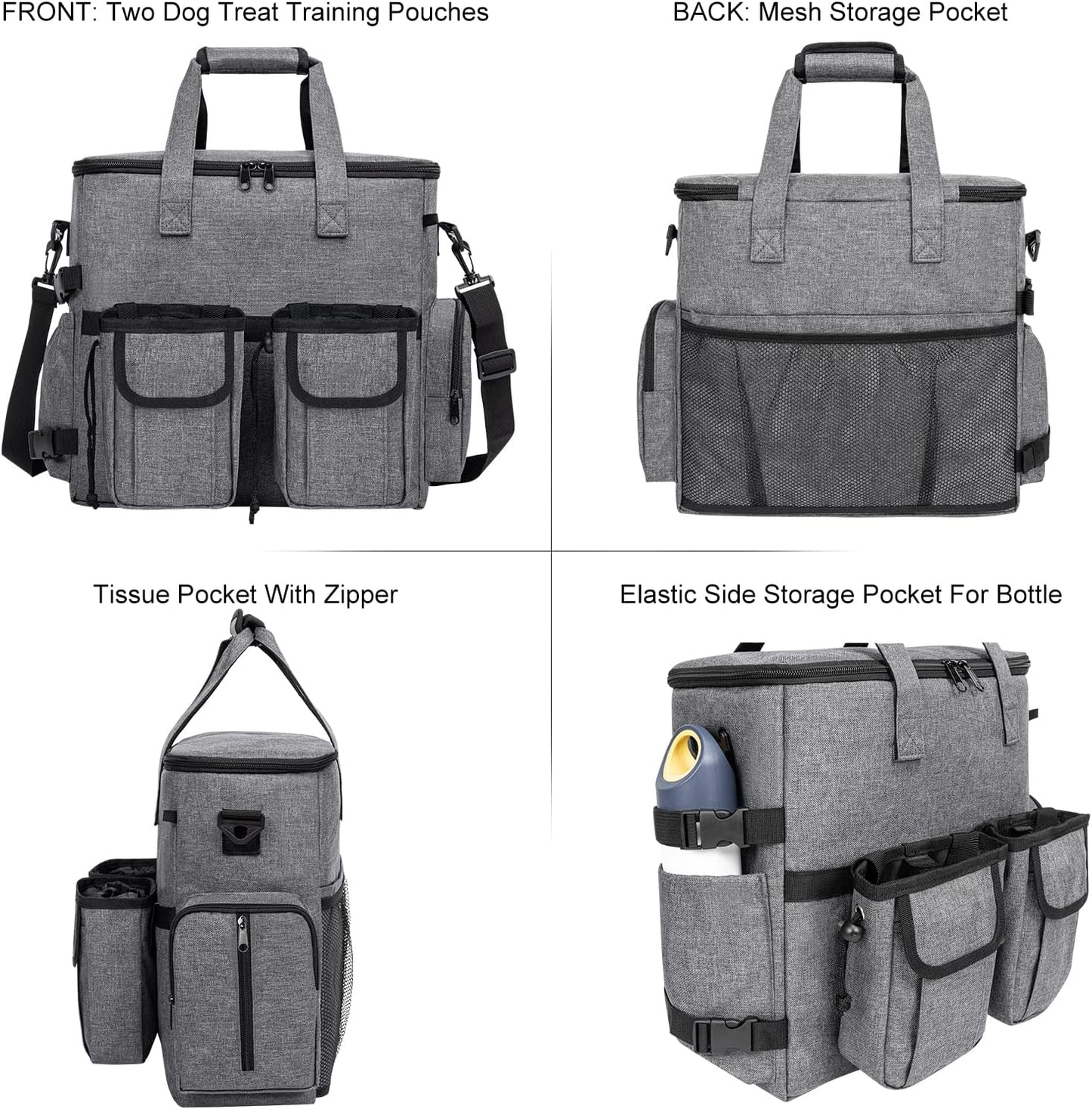 Modoker Dog Travel Bag Backpack, Airline Approved Pet Accessories Organizer for Dog and Cat with Shoulder Strap, 2 Dog Food Storage Containers, 2 Collapsible Dog Bowls,1 Pet Mat, Rose Red