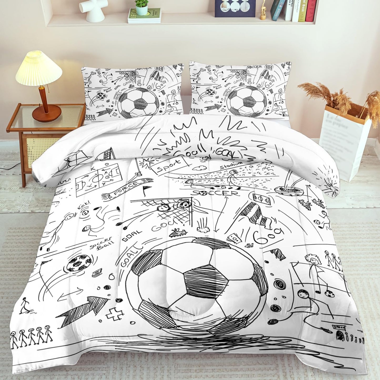 Football Sports Comforter Sets for Boys Twin,Soccer Comforter Sport Bedding for Boys Room,Gaming Bed Soccer Bedding Twin Set,Games Quilt Bedroom Bed Decor Kids and Teen