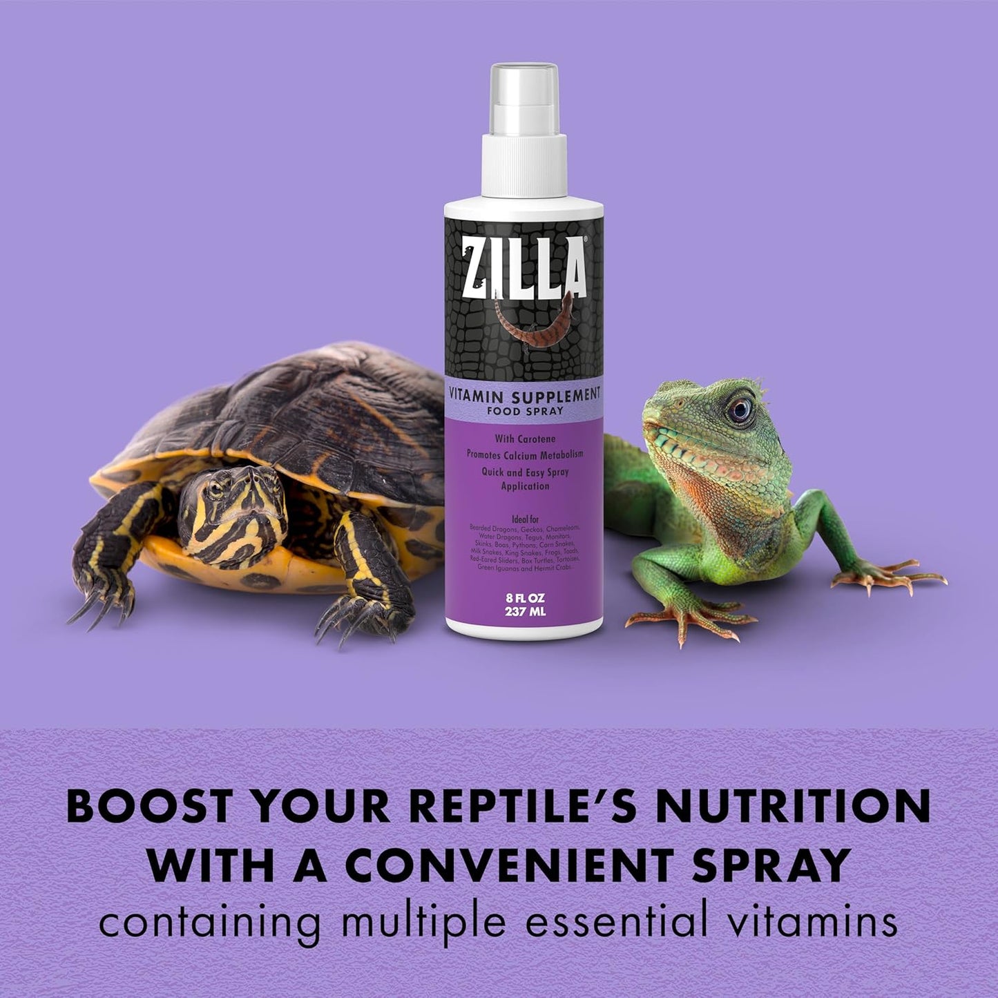 Zilla Vitamin Supplement Food Spray, with Carotene, Spray-on Multivitamin Supplement for Reptiles