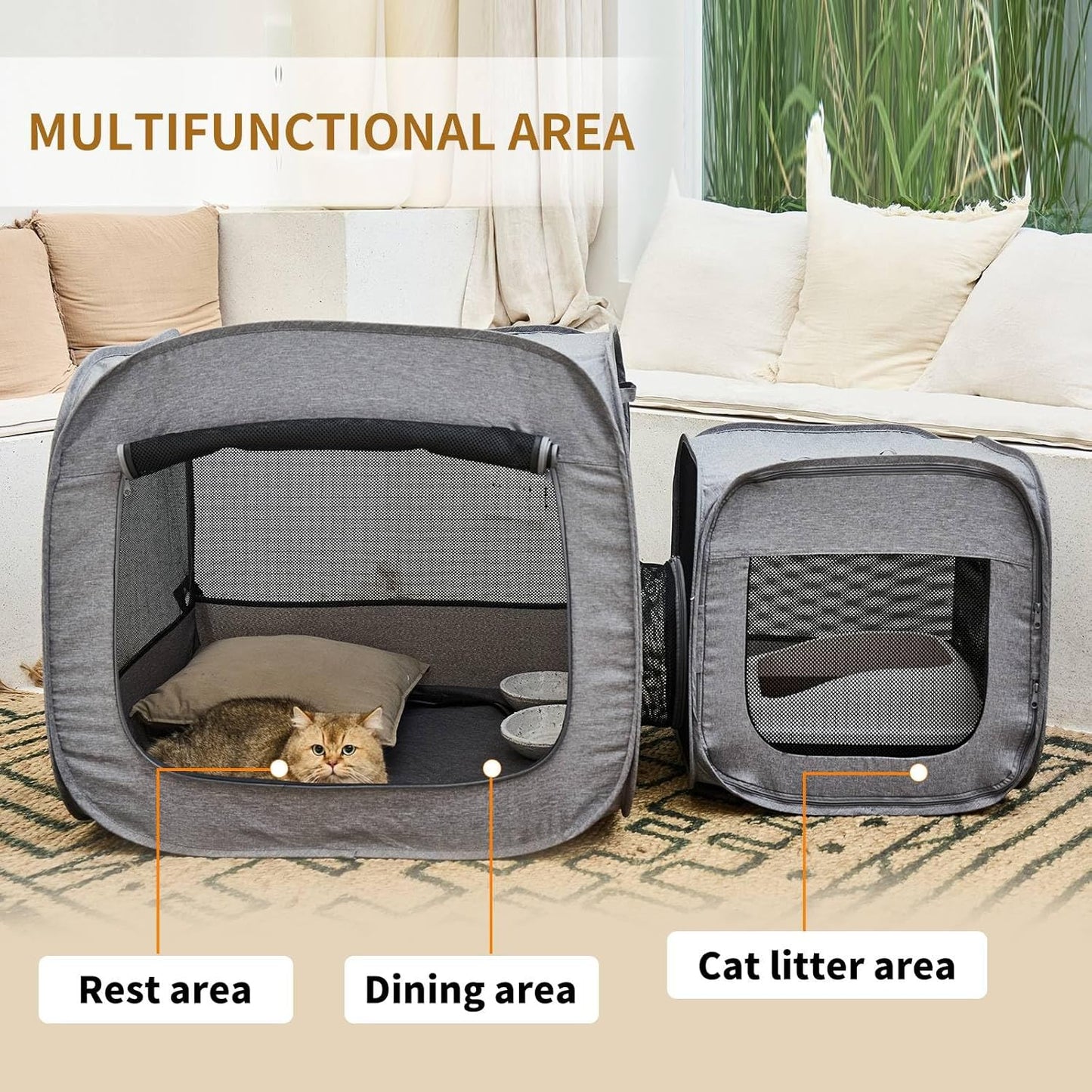 Portable Large Cat Playpen for Outdoor & Indoor Cats Cage, Large Foldable Cat Tent, Fit Puppy, Dogs, Pets