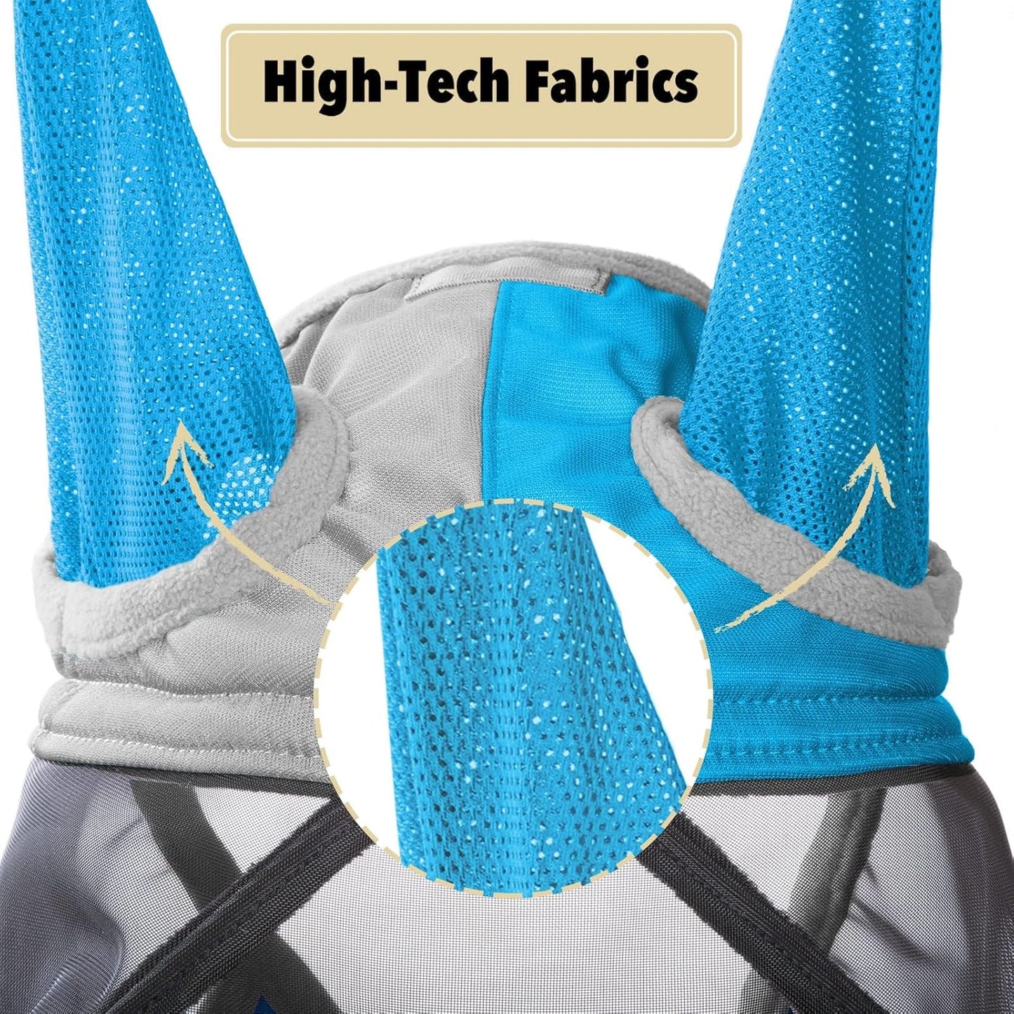 Harrison Howard Pro Luminous Horse Fly Mask Standard with Ears UV Protection for Horse Azure Blue/Silver Medium Cob