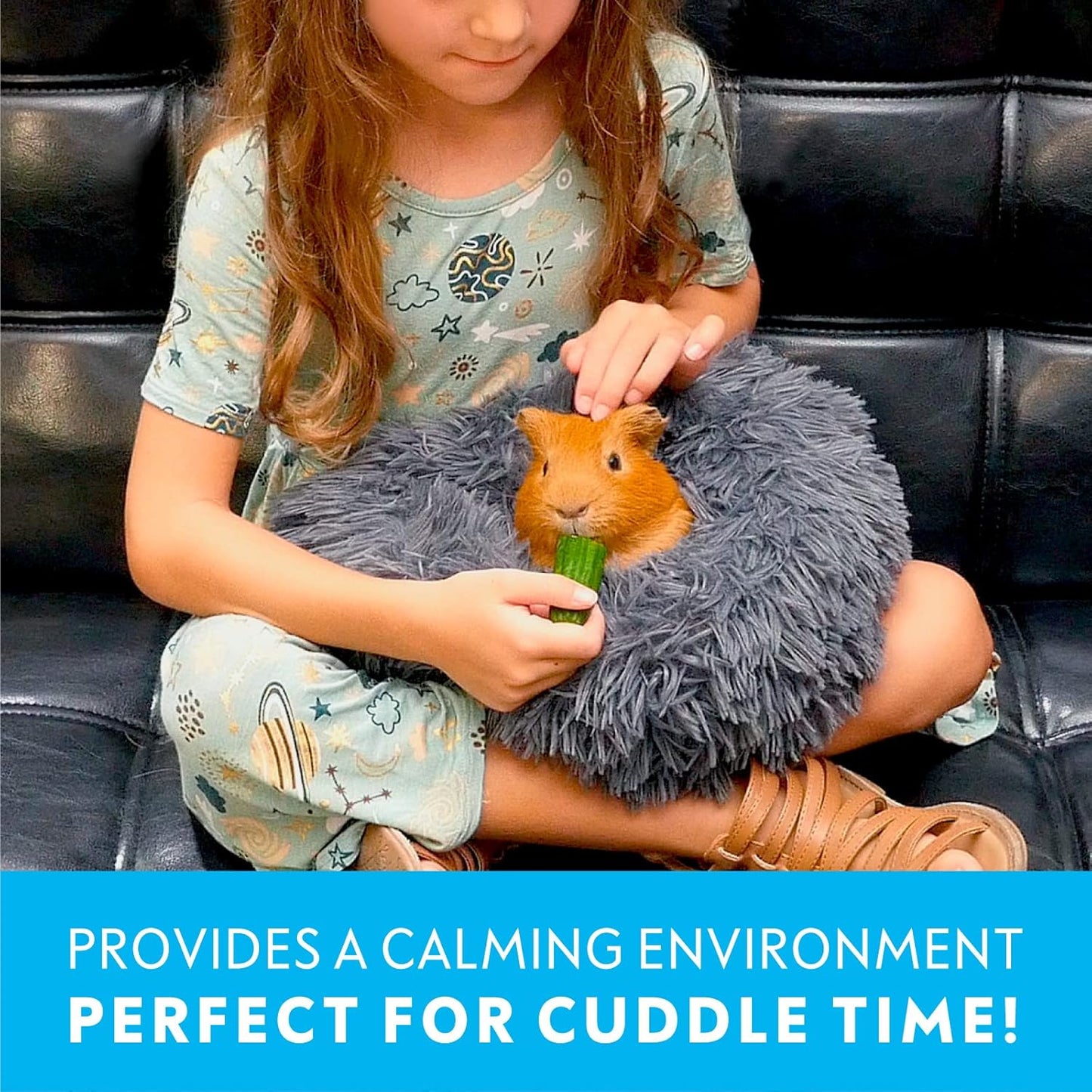 Paw Inspired Furr-O Burrowing Pet Bed with Zip-On Spandex and Fleece Bottoms for Guinea Pigs and Other Small Animals, Cozy Carrier, Hideout Enrichment Toy, Cage Accessories (Light Gray)