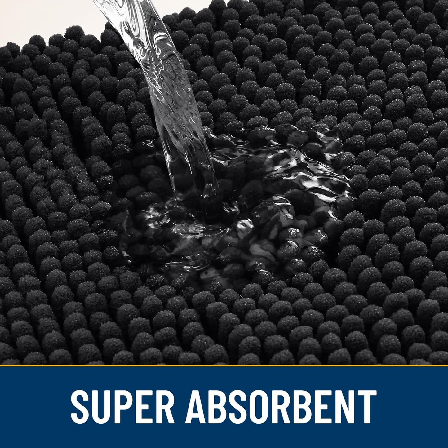 Smiry Dog Door Mat for Muddy Paws 47x32, Absorbs Moisture and Dirt Doormat, Non-Slip Washable Quick Dry Chenille Front Door Mat Indoor Entrance, Entryway Carpet for Inside Floor, Black