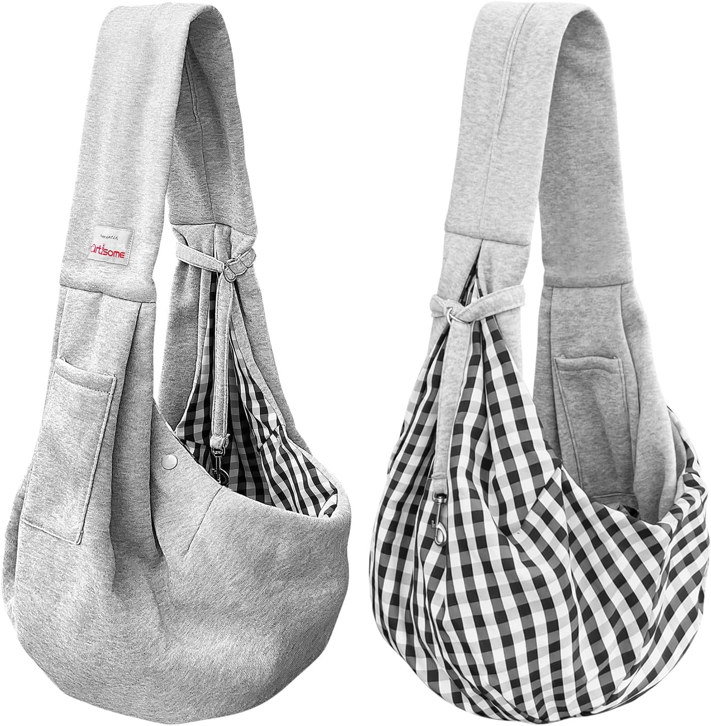 Pet Dog Sling Carrier for 3-10 lbs pet,Dog Purse Pouch,Dog Satchel,Reversible unadjustable Strap Travel Hand-Free Safe Bag Small Puppy Backpack (Grey)