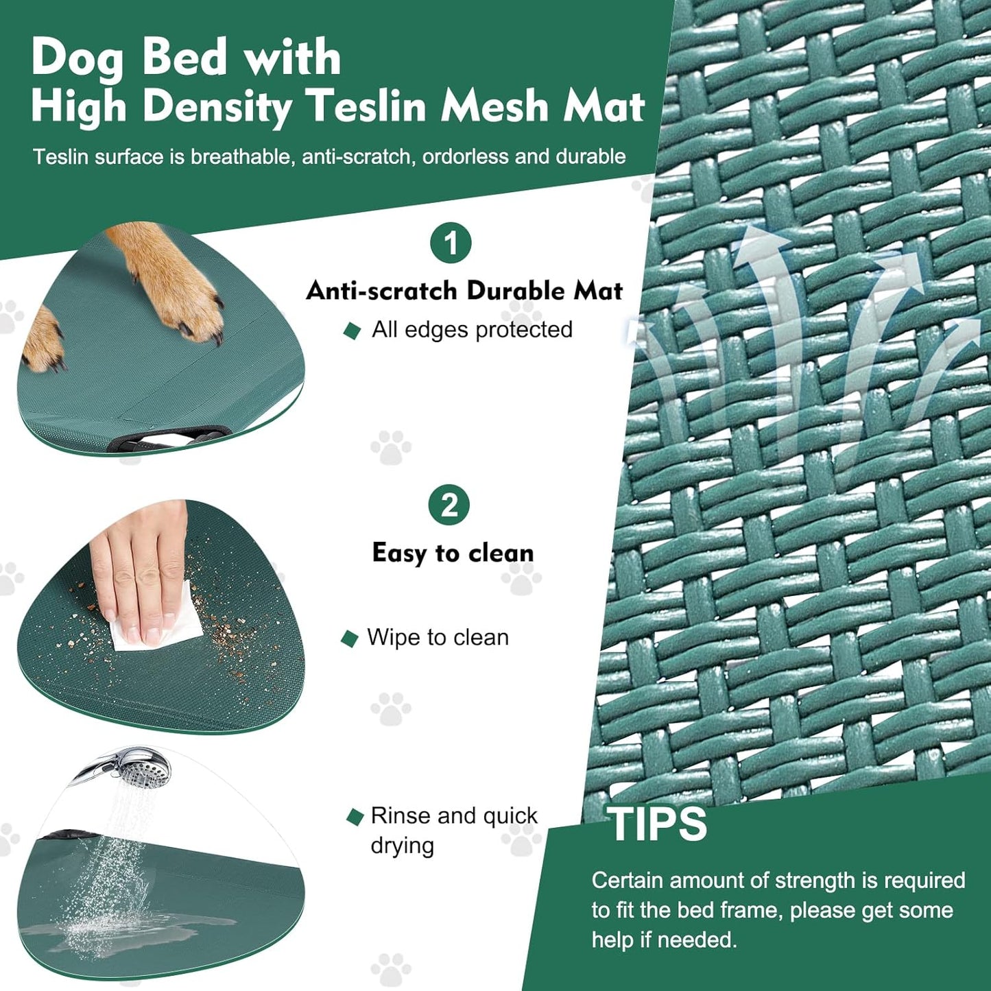 Upgraded Elevated Dog Bed with Canopy, Portable Raised Outdoor Dog Bed with Stable Anti-Slip Feet, Wider Shade Pet Bed Cot, Raised Dog Beds for Large Pets Camping, Indoor & Outdoor Use