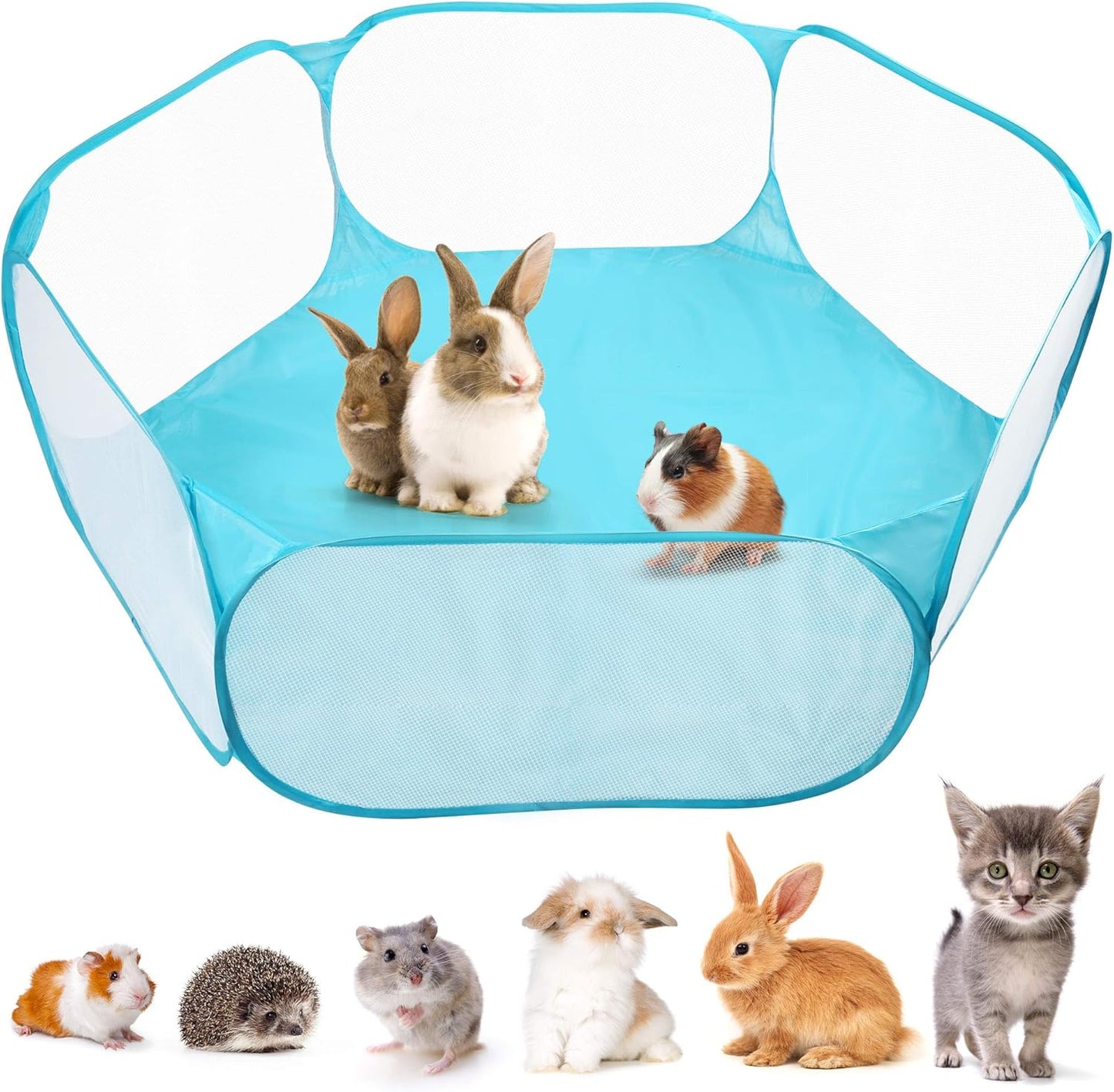 Prime Pets Small Animal Cage Tent, Hamster Pet Playpen, Guinea Pig Cage Yard, Waterproof Foldable Outdoor/Indoor Pop Open Exercise Fence, Yard Fence for Baby Chicken Hedgehogs