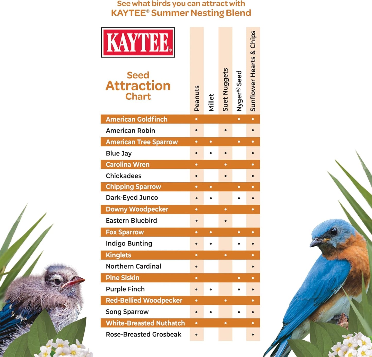 Kaytee Wild Bird Food, Summer Nesting Seed Blend, 8 lb