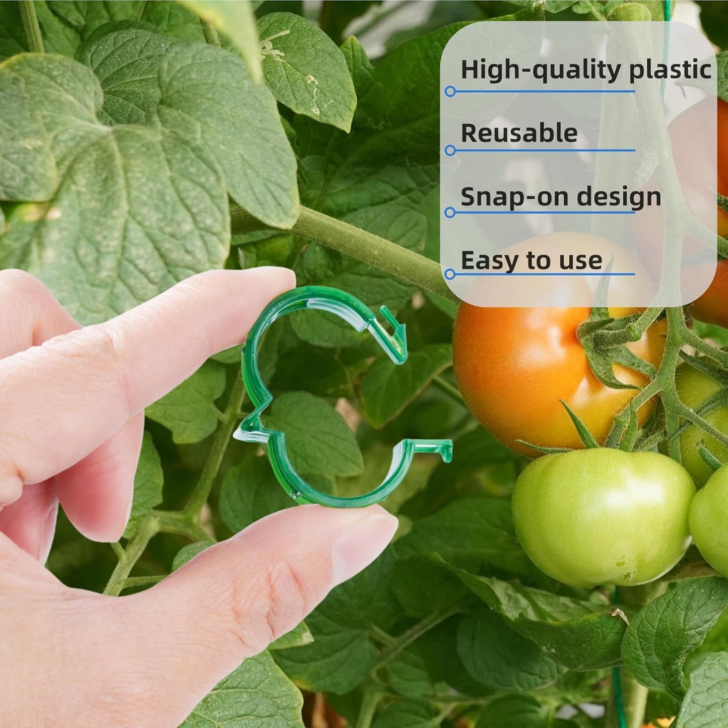 300 Pcs Plant Support Clips,Plastic Clips for Securing Plants,Tomato Vine Clips,Plant Fixing Clips,Garden Clips for Climbing Plants,Grape and Vine Vegetables (300, Green)