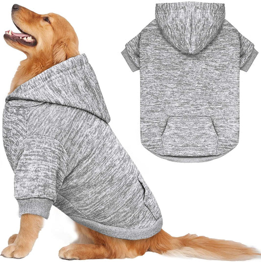 Dog Sweaters for Large Dogs Dog Hoodie Fleece Dog Sweater Soft Dog Clothes Sweatshirt with Pocket Dog Hoodie for Large Dogs(Grey&XL)