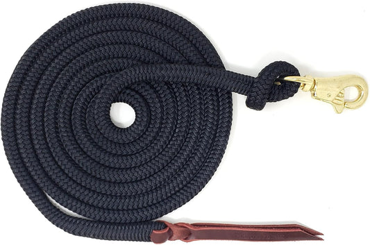 Premium 1/2" Samson Eq Braid Yacht Natural Horse Training Lead Rope with Brass Trigger Bull Snap Available in 12ft, 14ft, and 16ft. Lengths