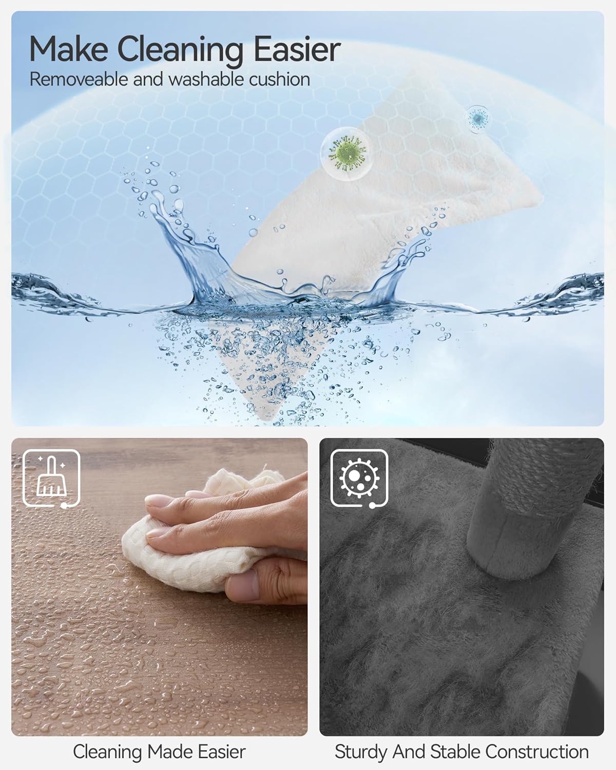 FourFurPets 72.4" Cat Tree, Modern Cat Tower for Indoor Cats, Multi-Level Cat Condo with Caves, Tall Cat Tree with Cat Scratching Board, Wooden Cat Tower with Large Perch, Removable Pads, Camel Brown