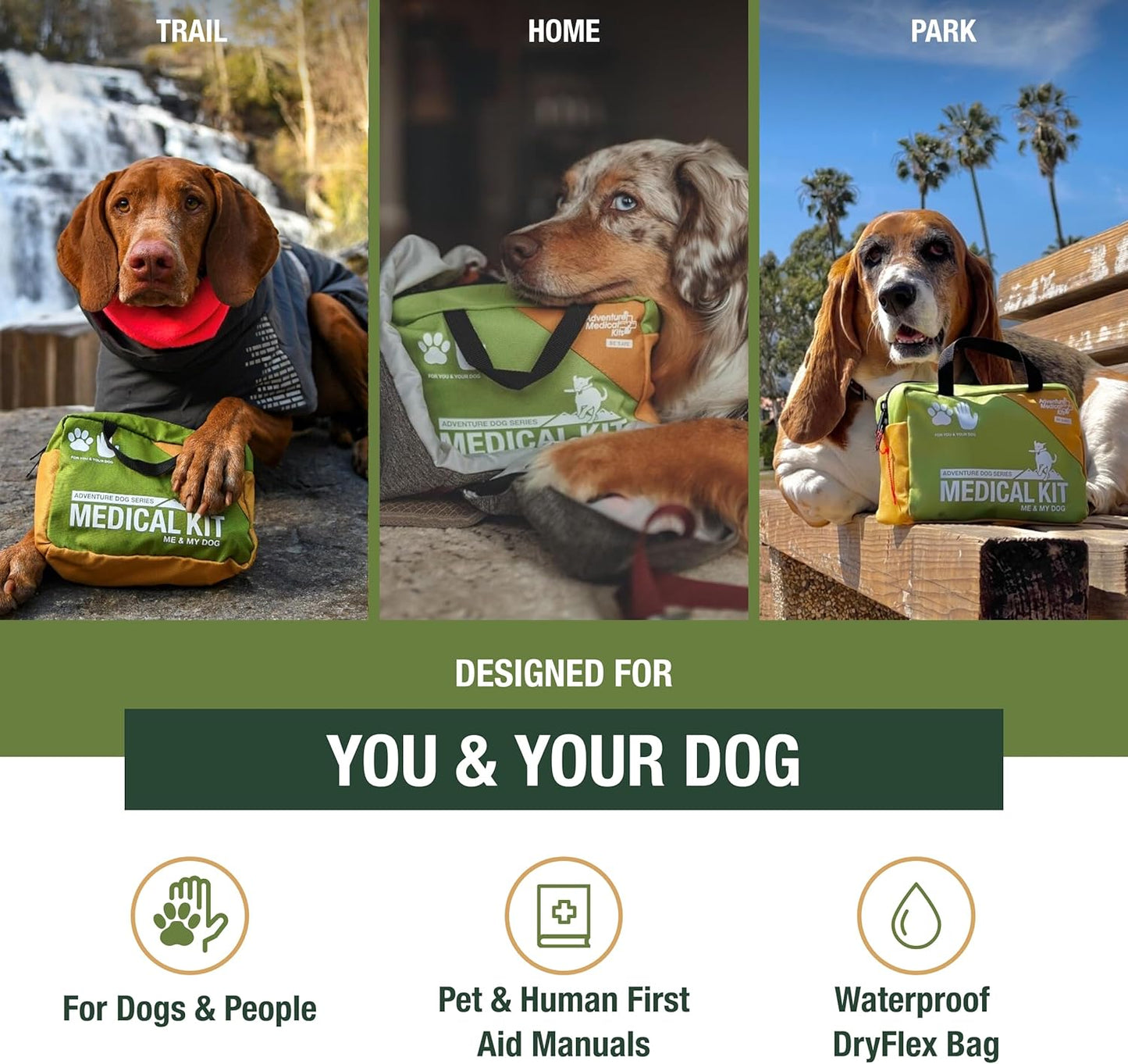 Adventure Medical Kits Me & My Dog Medical Kit - Human & Canine First Aid Essentials - Includes Cold Pack, SOL Emergency Blanket, Splinter Picker & More