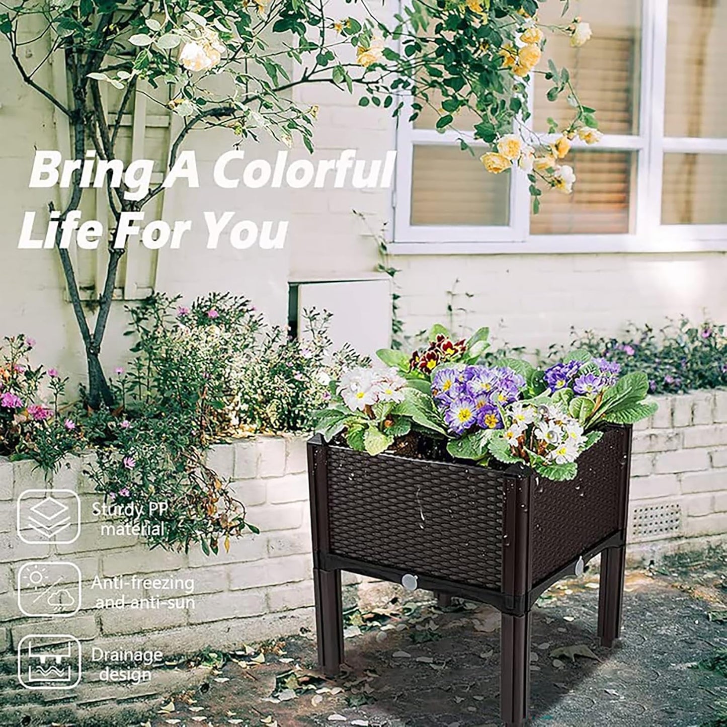 Planter for Outdoor Plants with Legs Raised Garden Bed Planter Box Elevated Garden Boxes Plant pots Perfect for Garden Patio Balcony Deck to Planting Flowers Vegetables Tomato and Herbs