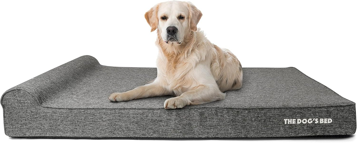 The Dog’s Bed Orthopedic Headrest Dog Bed XXXL Grey Linen 64x44, Memory Foam, Pain Relief for Arthritis, Hip & Elbow Dysplasia, Post Surgery, Lameness, Veterinary Approved, Waterproof Washable Cover