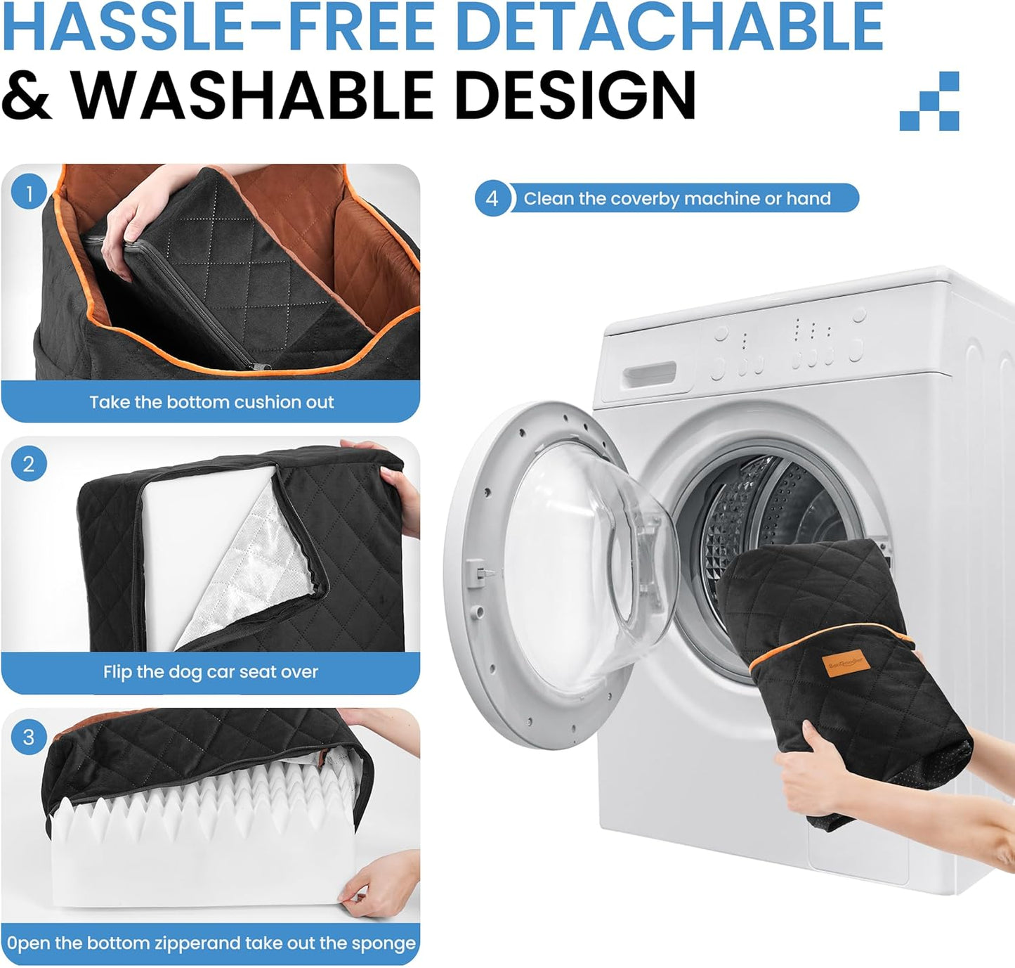 Dog Car Seat for Small Dogs - Puppy Car Seat with Safety Strap & Waterproof Padding, Portable Pet Carrier for Cars, Trucks & SUVs, Comfortable Elevated Bed for Pets Up to 35lbs (Black/Coffee)