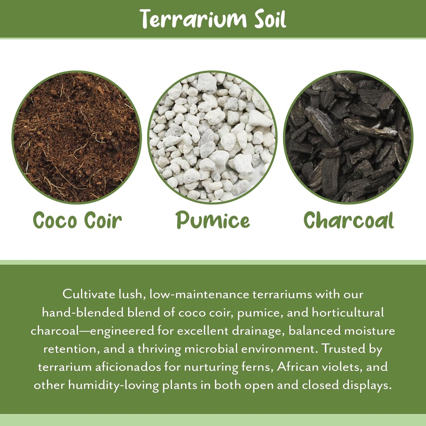 Terrarium Potting Soil Mix (8 Quarts), w/Blended Filtering Charcoal Custom Made for Terrariums