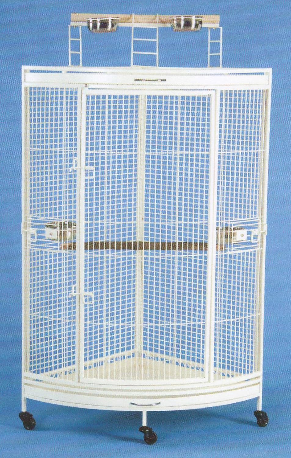 New Corner Open Playtop Parrot Bird Cage - 36” X 25” X 61”H - 4 Colors Available (Silver Vein)