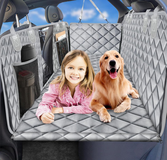 URPOWER XL Dog Back Seat Extender for Crew Cab Truck, Hard Bottom Dog Car Seat Cover Waterproof Dogs Car Hammock Pet Backseat Bed, Pet Truck Accessories for F150 / RAM 1500/ Tundra Crew Cab