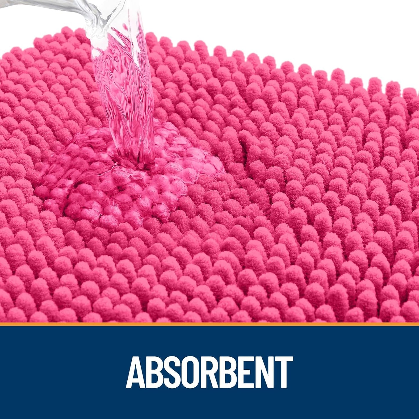 OLANLY Dog Door Mat for Muddy Paws 70x35, Absorbs Moisture and Dirt, Absorbent Non-Slip Washable Doormat, Quick Dry Chenille Mud Mat for Dogs, Entry Indoor Entryway Carpet for Inside Floor, Hot Pink