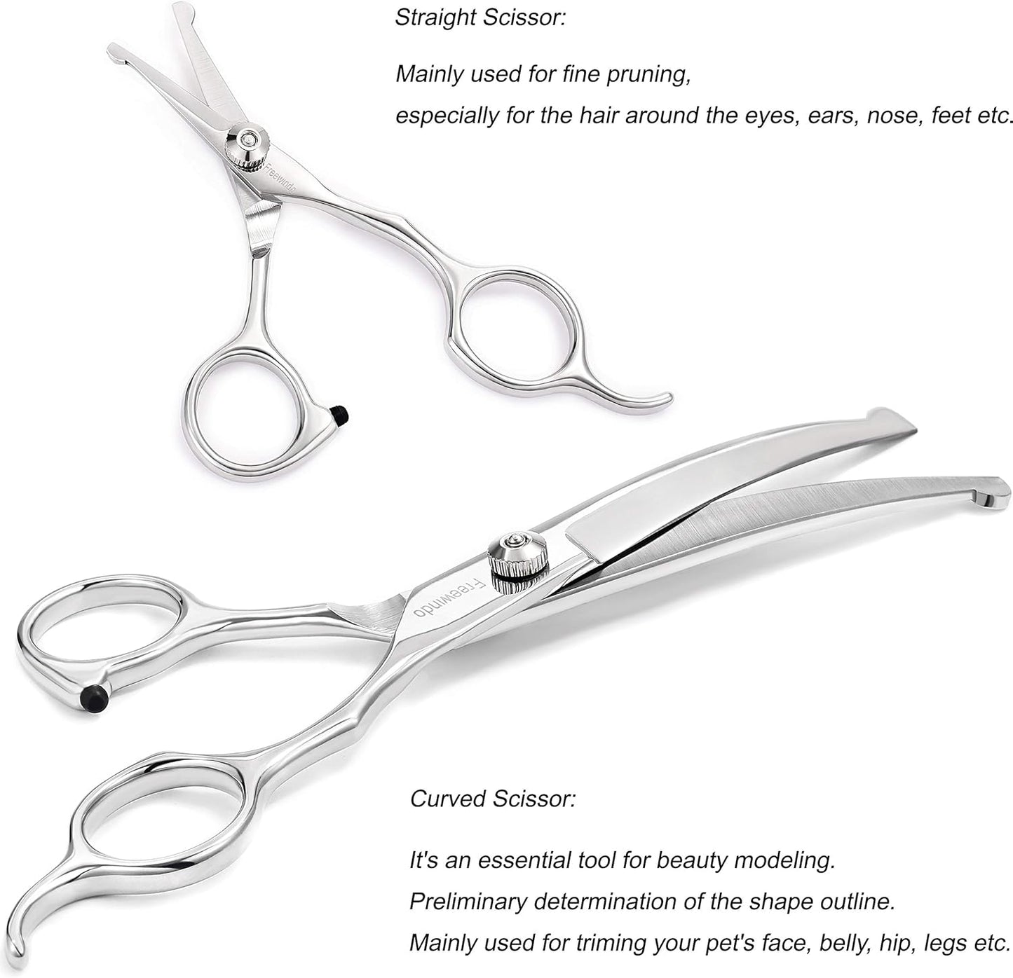 Dog Grooming Scissors Kit, Safety Round Tip, Heavy Duty Stainless Steel Dog Scissors and Nail Clippers, 6 in 1 Dog Grooming Kit