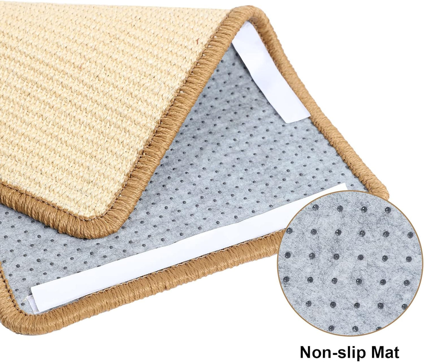 FUKUMARU Cat Scratcher Mat, 19.6 X 11.8 Inch Natural Sisal Cat Scratch Mats, Horizontal Cat Floor Scratching Pad Rug, Protect Carpets and Sofas - Beige