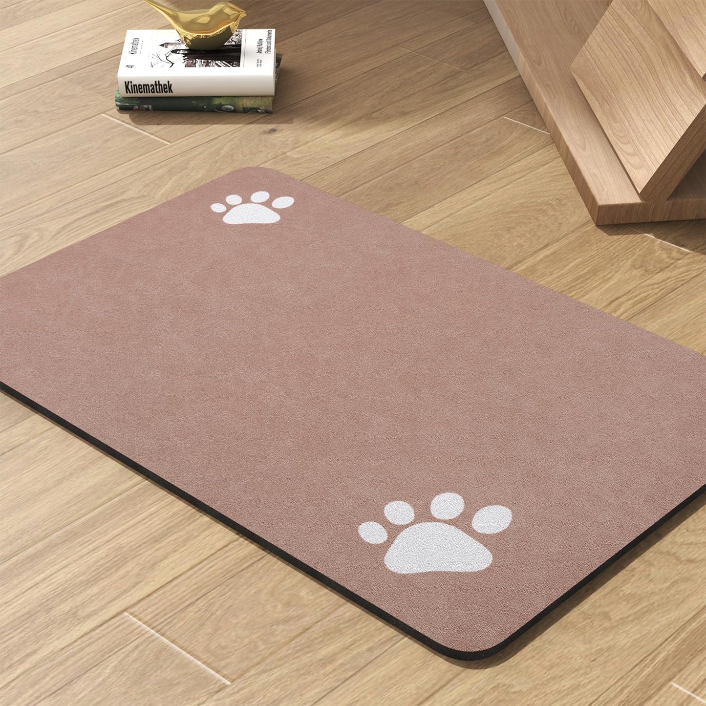 Pet Feeding Mat-Absorbent Dog Mat for Food and Water Bowl-No Stains Quick Dry Water Dispenser Mat-Dog Accessories Pet Supplies-Bowl for Messy Drinkers（Dusty Pink,12"x19"