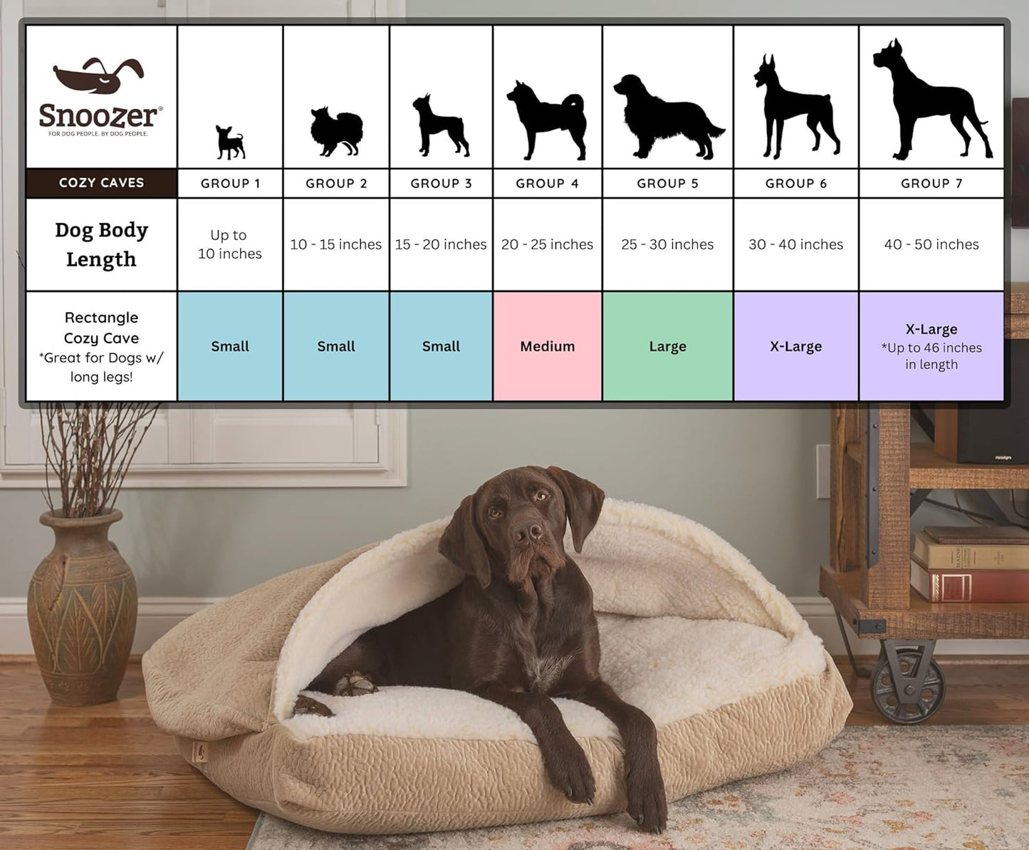 Snoozer Pet Products Luxury Rectangle Cozy Cave Dog Bed with Microsuede, Extra Large, Sapphire