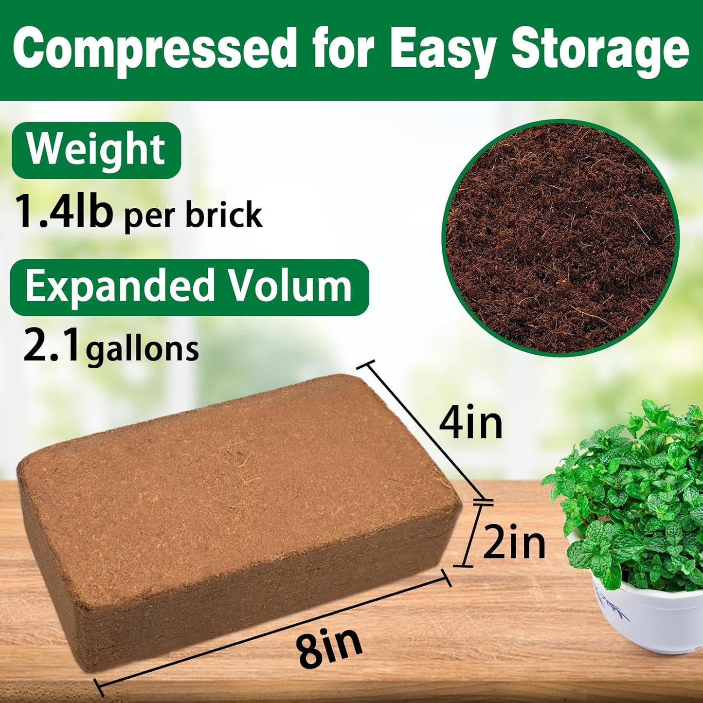 ZeeDix 12 Pcs Premium Coco Coir Brick- Natural Compressed Coconut Coir Bricks Coco Coir Fiber Potting Soil with Low EC and pH Balance, 100% Organic Coconut Coir for Plants Gardening Herbs Reptiles