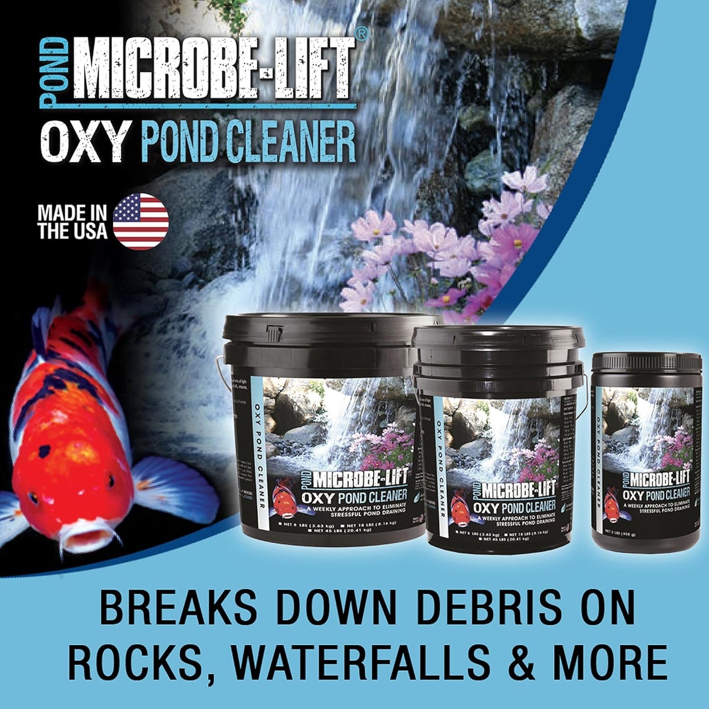 MICROBE-LIFT OPCSM Oxy Pond Cleaner Treatment for Ponds, Fountains, and Water Gardens, Deep Cleans Light to Heavy Debris on Rocks, Waterfalls, and Planters, 2 Pounds