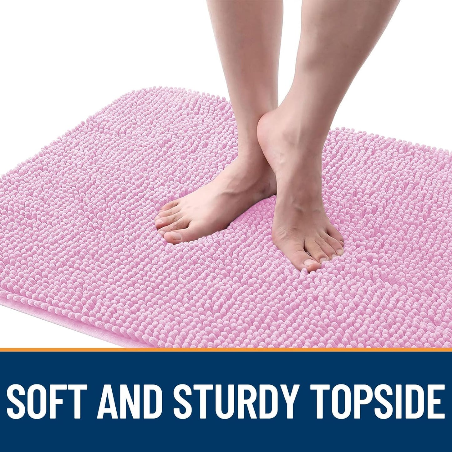 OLANLY Dog Door Mat for Muddy Paws 36x24, Absorbs Moisture and Dirt, Absorbent Non-Slip Washable Doormat, Quick Dry Chenille Mud Mat for Dogs, Entry Indoor Entryway Carpet for Inside Floor, Pink