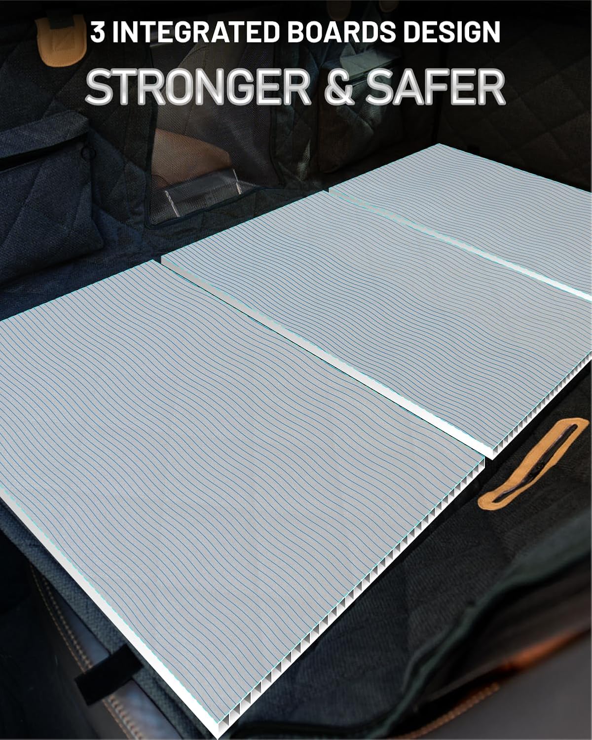 Back Seat Extender for Dog, Waterproof Dog Car Seat Cover for Back Seat, Hard Bottom Car Seat Cover, Large-Space Hammock for Car Truck SUV, Pet Seat Cover Holds 450lbs(Black)