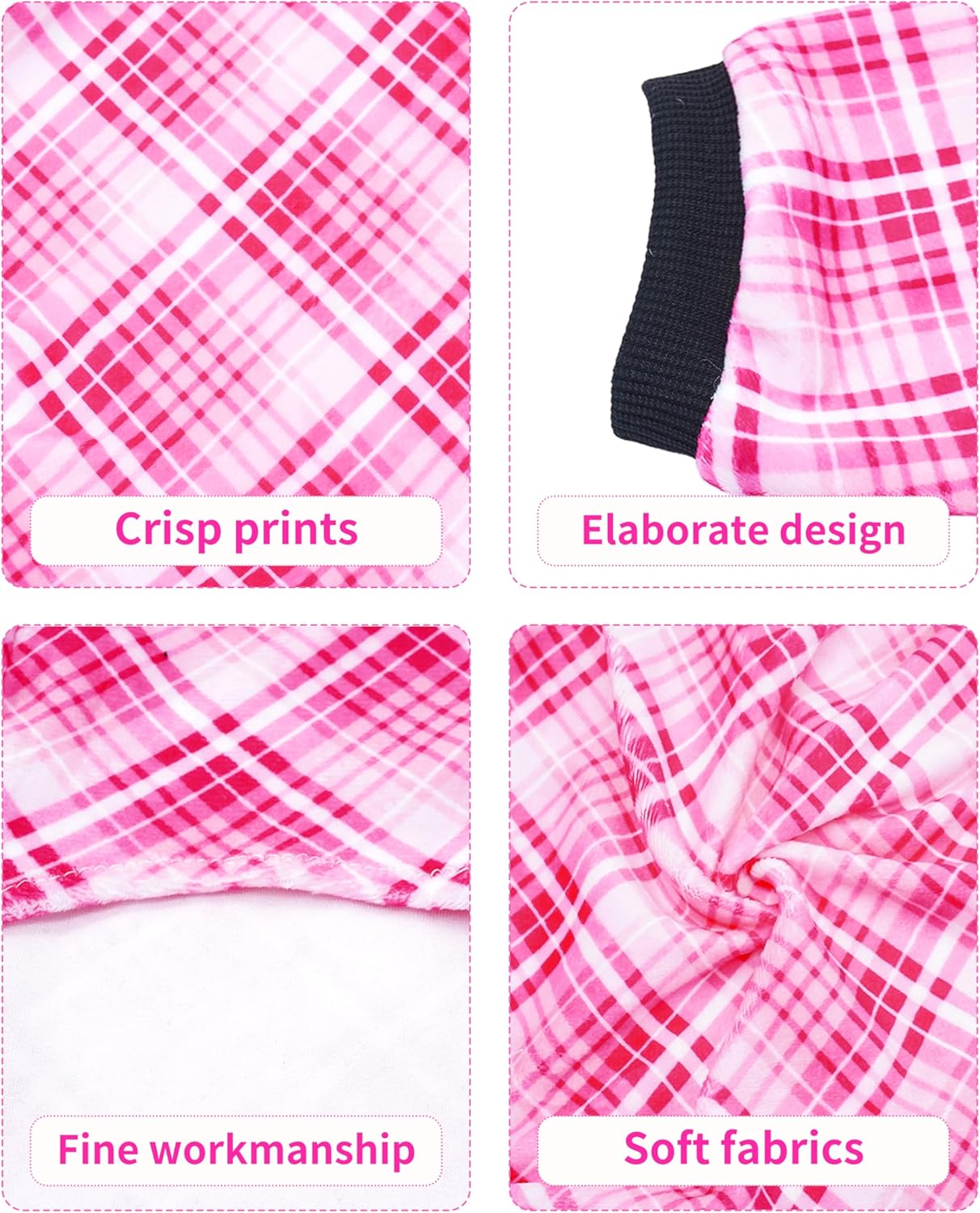 PET SHOW 4 Pack Small Dog Pajamas Cute Paw Bone Clothes for Medium Dogs Soft Stretchy PJs Plaid Jumpsuit Puppy Floral Fruits Onesies Outfits with Sleeve Pets Dachshund Costume(XXL, Pink for Girls)